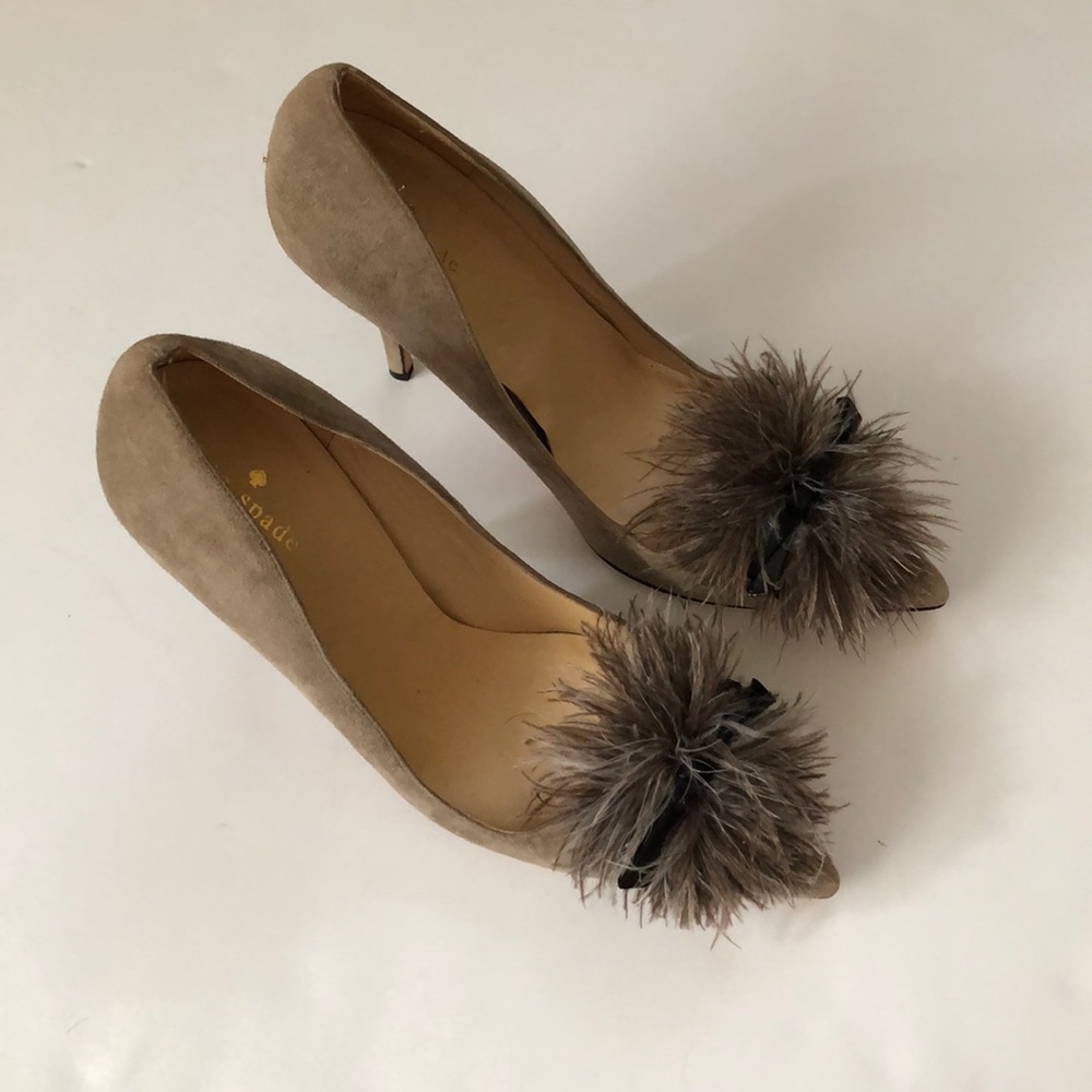 Kate Spade Lenette Suede Pumps with Feathers